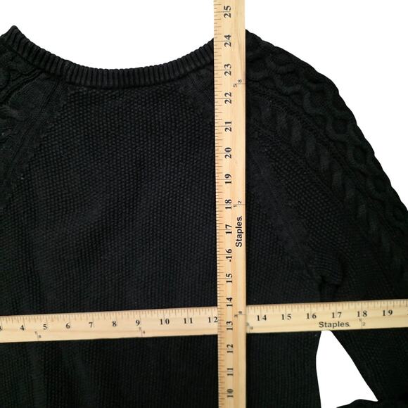 GAP Cable Knit Pullover Sweater Women’s M Black Cotton Crewneck - Picture 4 of 6